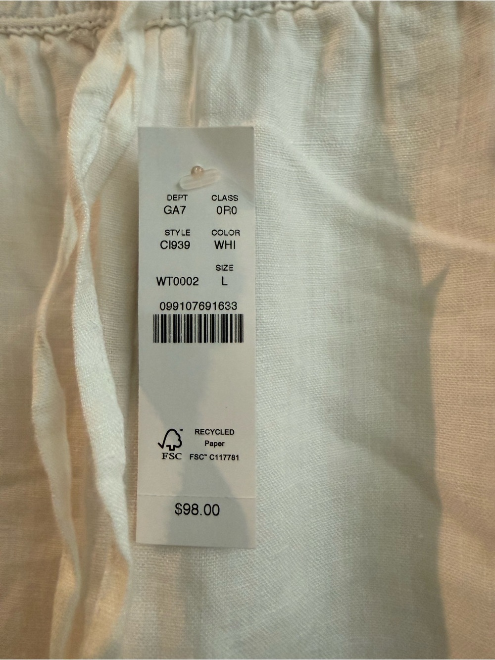 J. Crew White Straight-Leg Linen Pants - Picture 3 of 5